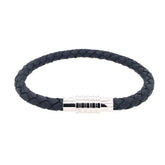 Blue Leather Bracelet with Steel Clasp- Medium 8.25 Inches